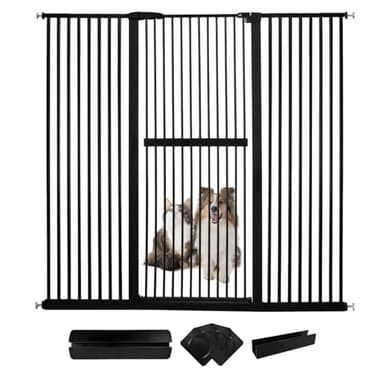 Lumizone Extra Tall Cat Gate 61.02" High Pressure Mounted Extra Wide 63.39"-67.32" (17Sizes) 1.37" Gap No Drilling Auto-Close Tall Pet Gate for Dogs (Black, 63.32"-67.91"/161-171cm) - Image 1