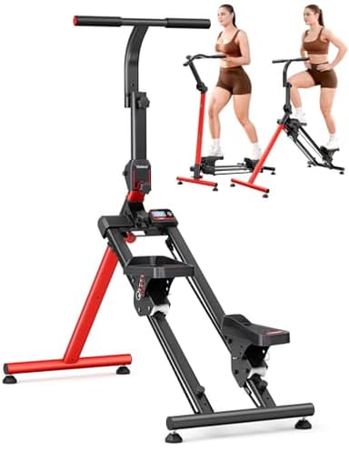 YOLEO Steppers for Exercise at Home,Adjustable Stair Stepper with 3 Workout Modes,Folding Cardio Stair Master with Adjustable Handlebar&Oversized Pedal,90% Pre-Assembled Stair Climber (Red-Black) - Image 1