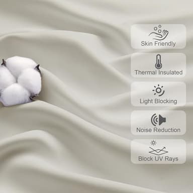 Chyhomenyc Blackout Curtains for Bedroom 84 Inch Length 2 Panels Set, Solid Thermal Insulated Noise Reducing Window Treatment, Modern Privacy Rod Pocket Back Tab Curtains, 40Wx84L, Pearl Natural - Image 3