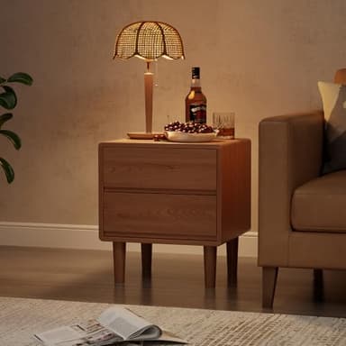 Walnut Nightstand Solid Wood Night Stand,Mid Century Modern Nightstand,Modern Night Stand,Solid Wood End Table for Bedroom,Living Room,Walnut Bedside Table - Image 7