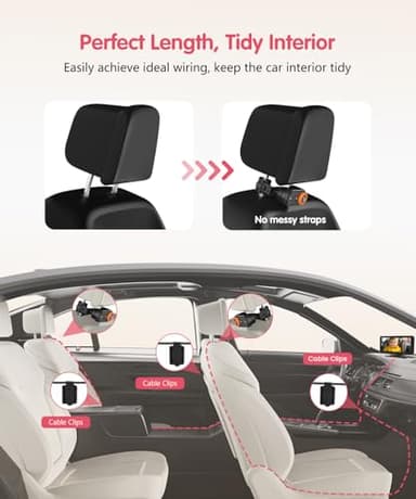 LUCKVIEW BM5PRO 7.2" 1080P HD Baby Car Camera for 2 Kids, Split Screen with IR Night Vision, Easy to Install & Adjust Brightness, Dual Car Camera Baby Monitor for Rear Seat Safety - Image 7