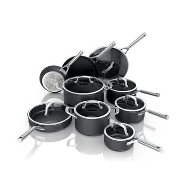 Ninja Cookware, Ninja NeverStick Professional, 16-Piece Pots and Pans Set, Non Stick Frying Pans, Kitchen Essentials, Stock Pot, Sauce Pan, Glass Lids, Saute Pan, All Stovetops, Black, C39900 - Image 1