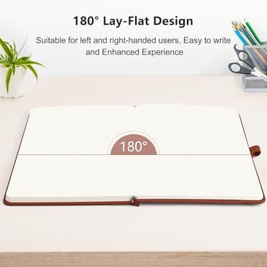 RETTACY Bullet Dotted Journal Notebook, 256 Pages, A5 Medium Size (5.7'' × 8.3''), Leather Hardcover, 120 GSM Thick Paper, for Bullet Journaling, Planning, Tracking (Brown) - Image 6