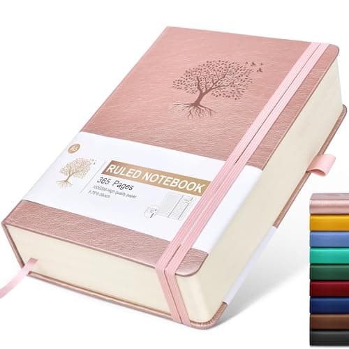 Lined Journal Notebook -365 Pages A5 Thick Journals for Writing Ruled Notebook, Pink Hardcover Leather Journals for Women Men, Daily Journal Notebook for Work, Note Taking ( 5.75'' X 8.38'' Rose Gold) - Image 1