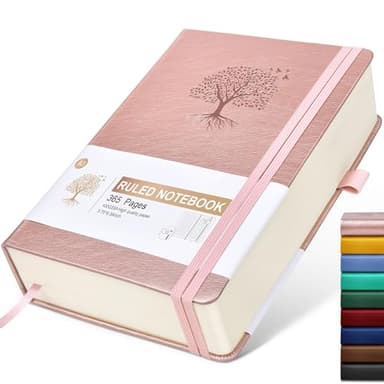 Lined Journal Notebook -365 Pages A5 Thick Journals for Writing Ruled Notebook, Pink Hardcover Leather Journals for Women Men, Daily Journal Notebook for Work, Note Taking ( 5.75'' X 8.38'' Rose Gold) - Image 1