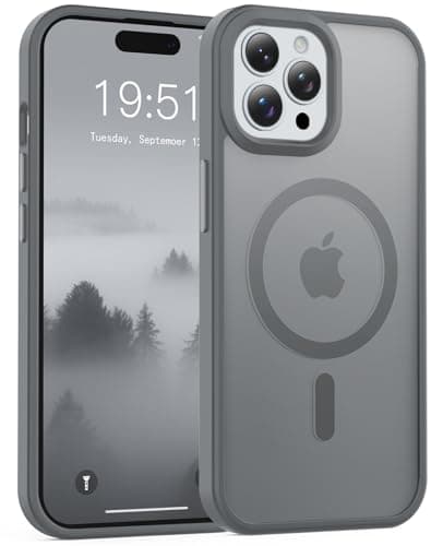 Temdan for iPhone 15 Pro Max Case, Compatible with Magsafe, Anti-Yellowing, Military-Grade Protection, Shockproof Slim Magnetic Phone Case Cover, Gray - Image 1