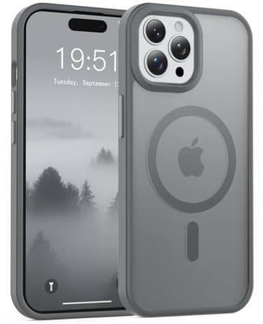 Temdan for iPhone 15 Pro Max Case, Compatible with Magsafe, Anti-Yellowing, Military-Grade Protection, Shockproof Slim Magnetic Phone Case Cover, Gray - Image 1