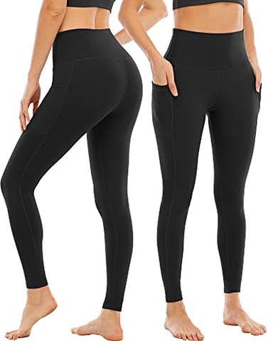 YOUNGCHARM 4 Pack Leggings with Pockets for Women,High Waist Tummy Control Workout Yoga Pants 4Black-XXL - Image 2