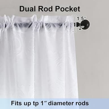 Aiyufeng Sheer White Curtains 45 Inch Length for Bedroom Living Room, Soft-Touch Lightweight & Breathable Textured Fabric Semi Sheer Short Curtains for Windows, 28Wx45L Inch, 2 Panels - Image 4