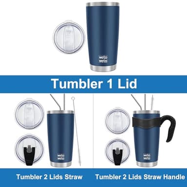 WETOWETO 20oz Tumbler, Stainless Steel Vacuum Insulated Coffee Travel Mug, Double Wall Powder Coated Insulated Coffee Mug Travel Mug with Lid Thermal Cup for Outdoor (Navy Blue, 1 Pack) - Image 4