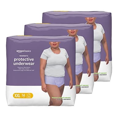 Amazon Basics Incontinence Underwear for Women, Protective, Disposable, Postpartum, Maximum Absorbency, XX-Large, Lavender, 42 Count (3 Packs of 14) - Image 1