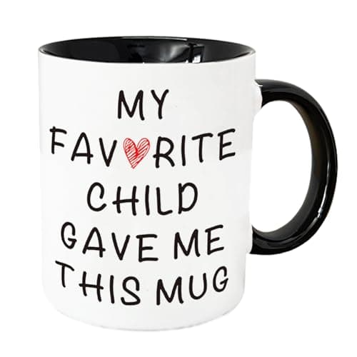 YOETTE Gifts for Mom Dad from Daughter Son, Mother Father Birthday New Mom Christmas Gift for Women, My Favorite Child Gave Me This Coffee Mug 11oz Black cup - Image 1