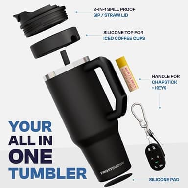 Frost Buddy Thicc Buddy - 40 oz Stainless Steel Vacuum Insulated Tumbler with Lid and Straw for Water - Travel Mug Cupholder Friendly - Gifts for Women Men Him Her (Aquamarine) - Image 3