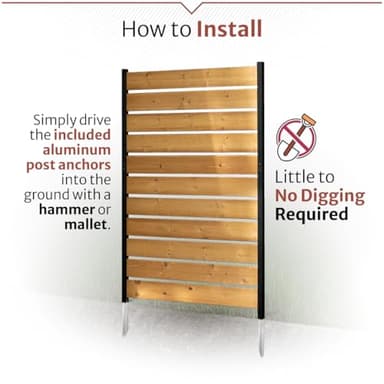 5ft H x 3.2ft W (1 Panel) No Dig Enclo Concord Cedar Wood Privacy Screen, Great to Hide Trash Cans, Decorative Patio Privacy Screen, Outdoor Privacy Fence Panel, Air Conditioner Fence, EC18022 - Image 4