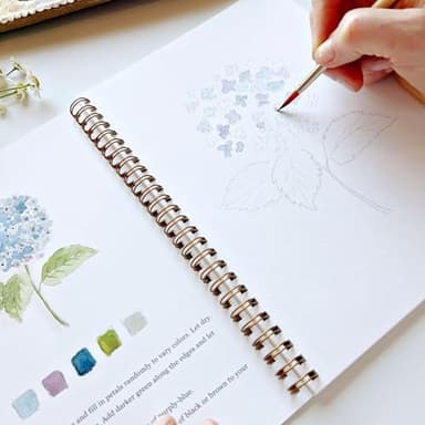 Watercolor Workbook,44 Spiral-Bound Pages Beginner-Friendly Animals Watercolor Workbooks with Paint Brushes and 12 Colors of Paint,Arts and Crafts Supplies Gift for Kids Adults Teens (Flowers) - Image 7