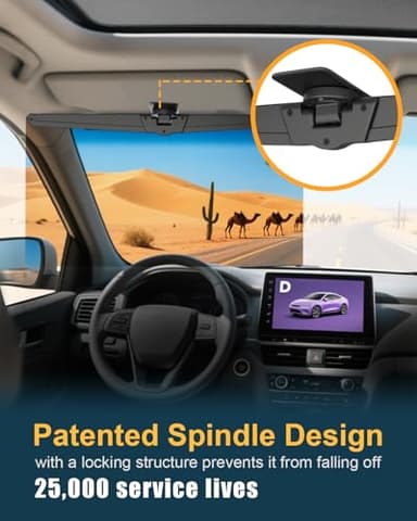 Veharvim Sun Visor Extender for Cars, Car Visor Extender Sun Blocker UV400, Adjustable Visor Extension, Clip on Sun Visor for Car, Universal, Glare, UV Protector - Image 2