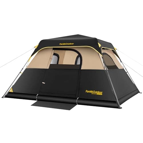 FanttikOutdoor Zeta C6 Pro Camping Tent 6 Person Instant Cabin Tent Setup in 60 Seconds with Rainfly & Windproof Portable with Carry Bag for Family Camping & Hiking, Khaki - Image 1