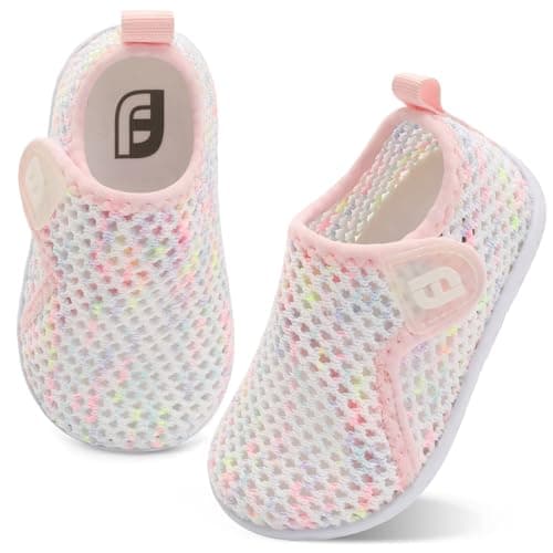 Baby Water Shoes Barefoot Aqua Shoe Swim Shoes for Beach Sandals Indoor Outdoor Activity Mesh ColorPinkYellow 2.5-3 Years Toddler - Image 1