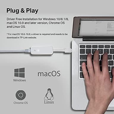 TP-Link USB to Ethernet Adapter, Foldable USB 3.0 to 10/100/1000 Gigabit Ethernet LAN Network Adapter, Support Windows 11/10/8.1/8/7/Vista/XP for Desktop Laptop Apple MacBook Linux (UE300 - Image 3
