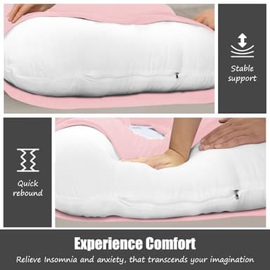 HIPHOP PANDA U-Shaped Pregnancy Pillow for Sleeping - Full Body Maternity Support Pillow with Removable Cover - Comfort for Back, HIPS, Legs, Belly - 57 Inch for Pregnant Women, Pink - Image 6