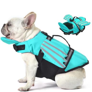 Petglad Wings Dog Life Jacket Adjustable Dog Life Vest with Chin Float Reflective Stripes and Rescue Handles, High Buoyancy Puppy Swim Float Vest for Small Medium Large Dogs (Pine Green, S) - Image 1