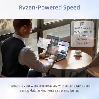 HP 17.3" Laptop for Business and Students • AMD Ryzen 5 7430U (12-Thread) • 17.3" FHD Anti-Glare IPS Display • Wi-Fi 6 • Win 11 Pro • AMD Radeon Graphics • w/Accessories • 64 GB RAM • 2TB SSD - Image 4