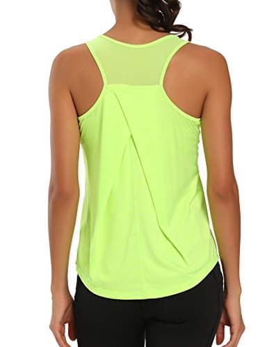 Aeuui Womens Workout Tops for Women Racerback Tank Tops Mesh Yoga Shirts Athletic Running Tank Tops Sleeveless Gym Clothes Fluorescent Yellow - Image 1