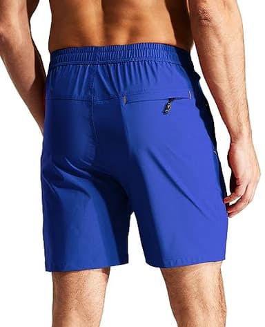 MIER Men's 7 Inch Inseam Athletic Shorts Workout Running Quick Dry Lightweight Gym Shorts with Zip Pockets, Royal Blue, XXL - Image 2