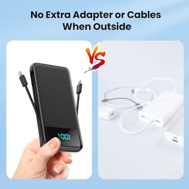 Portable Charger for iPhone with Built in Cables and Wall Plug,Upgraded 13800mAh Fast Charging USB C Power Bank,4 Outputs Travel Essential Battery Pack Compatible with iPhone 16/15/14,Samsung,Android - Image 4