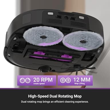 Eureka J15 Ultra Self Emptying Robot Vacuum, 19,000 Pa Suction, Flex-Arm Mop Design, 167℉Hot Water Mop Washing & 131°F Hot Air Drying, AI Obstacle Avoidance, Black - Image 7