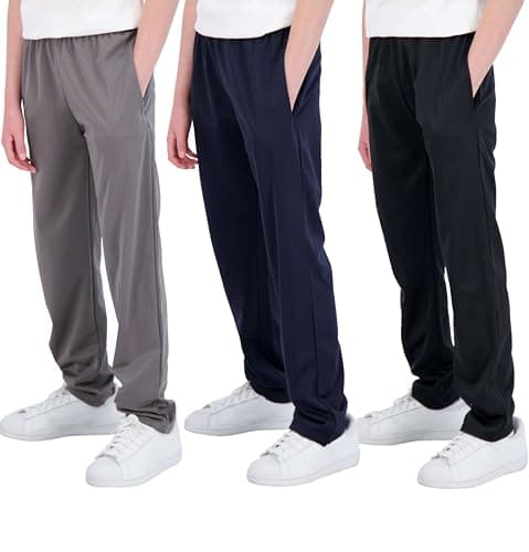Real Essentials 3 Pack: Boys' Tricot Open Bottom Fleece-Lined Sweatpants with Pockets -Set 3,XL (18-20) - Image 1