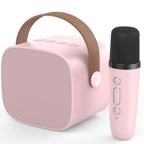 MEGUO Mini Karaoke Machine,Funny Toys Christmas Birthday Gifts for Kids Age 4-12 Girls,Boys,Adults, Karaoke Microphone Toys for 4,5,6,7,8,9,10,11,12+ Year Old Girls Boys (Pink 1 Mic) - Image 1