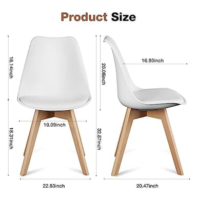 OLIXIS Dining Chairs Set of 4 Kitchen Mid-Century Modern Chairs with Wood Legs and PU Leather Cushion for Living Room Bedroom Outdoor Lounge, White - Image 6