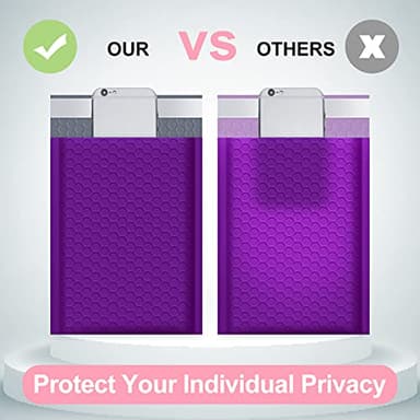 UCGOU Bubble Mailers 8.5x12 Inch Purple 25 Pack Usable Size 8.5x11 Poly Padded Envelopes #2 Medium Mailing Opaque Packaging Postal Self Seal Waterproof Boutique Shipping Bags for Clothes Makeup - Image 6