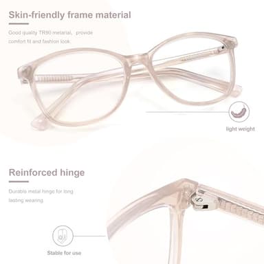 Madison Avenue TR90 Blue Light Blocking Glasses Anti Eyestrain UV Glare Blue Light Glasses for Women TV Phone Computer Gaming Eyeglasses (Nude Pink) - Image 3