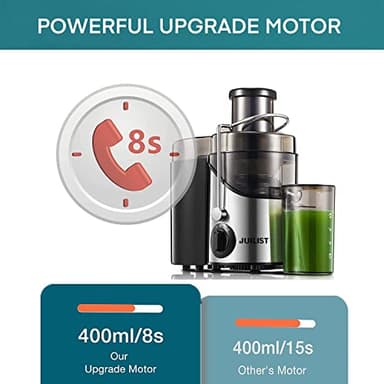 Juicer Machines, Juilist 3" Wide Mouth Juicer Extractor Max Power 800W, for Vegetable and Fruit with 3-Speed Setting, 400W Motor, Easy to Clean - Image 6