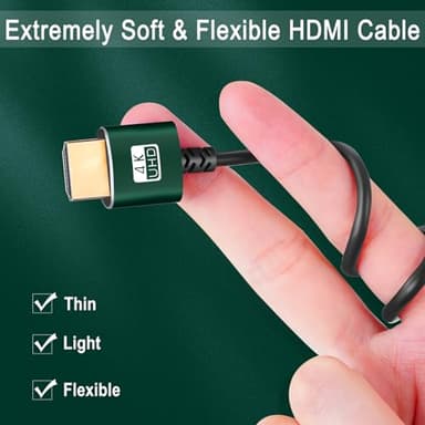 Thsucords Thin HDMI to HDMI Cable 15FT 2 Pack, Ultra Slim & Flexible HDMI Cord Supports High Speed 4K@60Hz 18gbps 2160p 1080p - Image 6