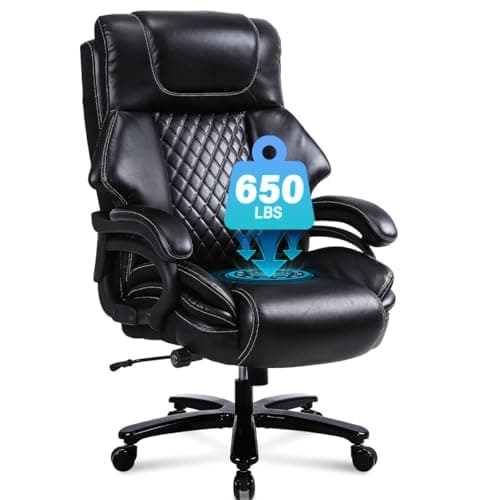 Big and Tall Office Chair 650lbs Heavy Duty Executive Chair with Adjustable Lumbar Support, Wide Seat, Ergonomic High-Back Leather Desk Chair for Heavy People - Image 1