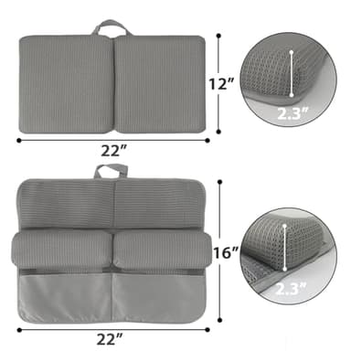 Baby Bath Kneeler and Elbow Rest Pad Set, 2.3" thick Soft 3D Mesh Padding, Non-Slip Bath Mat Kneeling Pad for Bathing Baby Foldable, Bath Tub Elbow Rest Pad with Organizer Pockets and Suction Cups - Image 3