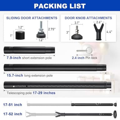 Door Security Bar & Sliding Patio Bar, Apartment Door Stoppers Security from Inside, Portable Door Lock for Travel Hotel, Adjustable 39"-53" - Image 2