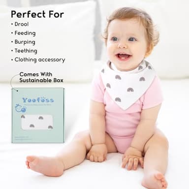 Yoofoss Muslin Baby Bibs 10 Pack 100% Organic Cotton 6-Layer Soft Absorbent Drool Bandana Baby Bibs for Drooling and Teething for Boys and Girls, Pink Flower - Image 6