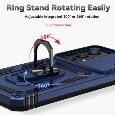 for Samsung Galaxy A35 5G Case with Camera Lens Cover HD Screen Protector, Dual Layer Military-Grade Drop Tested Magnetic Ring Holder Kickstand Protective Phone Case for Samsung Galaxy A35 5G (Navy) - Image 5