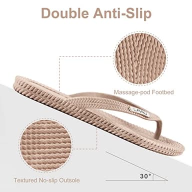 LAVAU Womens Flip Flops, Comfortable Shower Beach Thong Flip Flops Sandals, Waterproof and Anti Slip SS609-W-xing-38 - Image 4