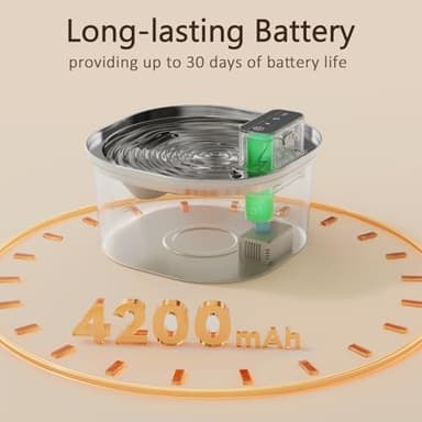 Voluas Stainless Steel Wireless Cat Water Fountain: 3.2L/108oz 3-Modes Pet Drinking Fountain Indoor Cordless Motion Sensor with 4200mAh Rechargeable Battery Operated - Image 8