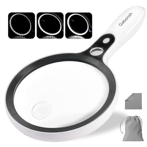 Large Magnifying Glass with 37 LED Light, 10X 20X 45X Handheld Illuminated Lighted Magnifier with 3 Light Modes for Seniors Reading, Inspection, Coins, Exploring Close Work - Image 1