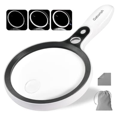 Large Magnifying Glass with 37 LED Light, 10X 20X 45X Handheld Illuminated Lighted Magnifier with 3 Light Modes for Seniors Reading, Inspection, Coins, Exploring Close Work - Image 1
