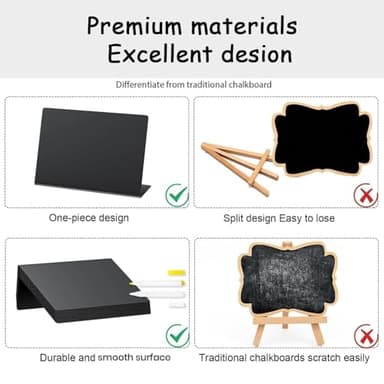 PigPotParty 12 Pcs Food Labels for Party Buffet w/Cleaning Spray, 4"x3" Mini Chalkboard Signs for Food Display, Table Place Cards - Name Tags- Small Chalk Board Signs, w/ 2 Markers - Image 7