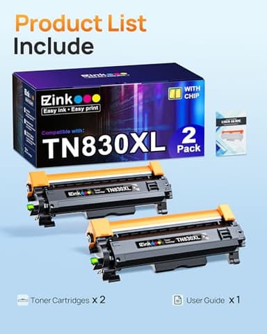 E-Z Ink Compatible TN830 Toner Cartridge Replacement for Brother TN830XL TN830 TN 830 Toner Cartridges with Brother DCP-L2640DW HL-L2460DW HL-L2480DW HL-L2400D HL-L2405W MFC-L2820DW Printer (2 Black) - Image 4