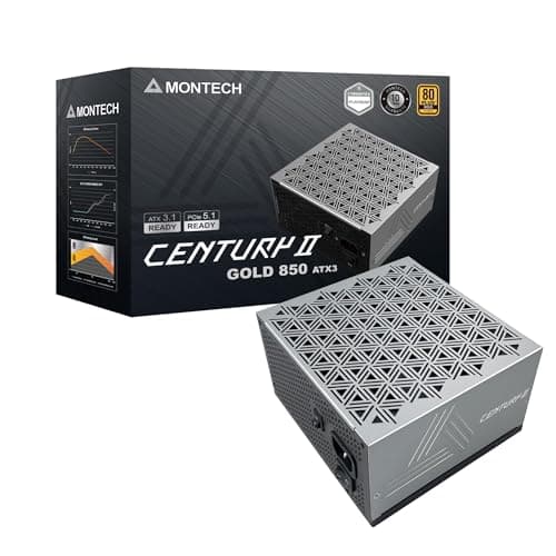 MONTECH Century II - 850W High-End ATX Gaming Power Supply - 80 Plus Gold & Cybenetics Platinum - Fully Modular - ATX 3.1 & PCIe 5.1 Ready with 12V-2x6 Cable - 10 Years Warranty - Image 1