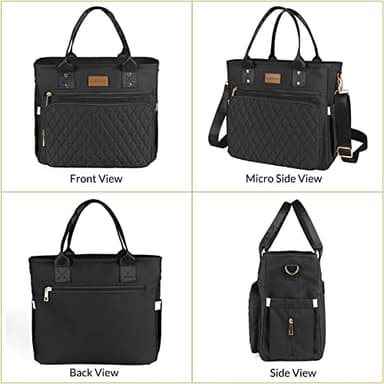 EASYA Large Insulated Lunch Bag for Work, Women's Nylon Thermal Lunch Box, Leakproof Cooler Tote Bag with Storage Pocket (Black) - Image 5